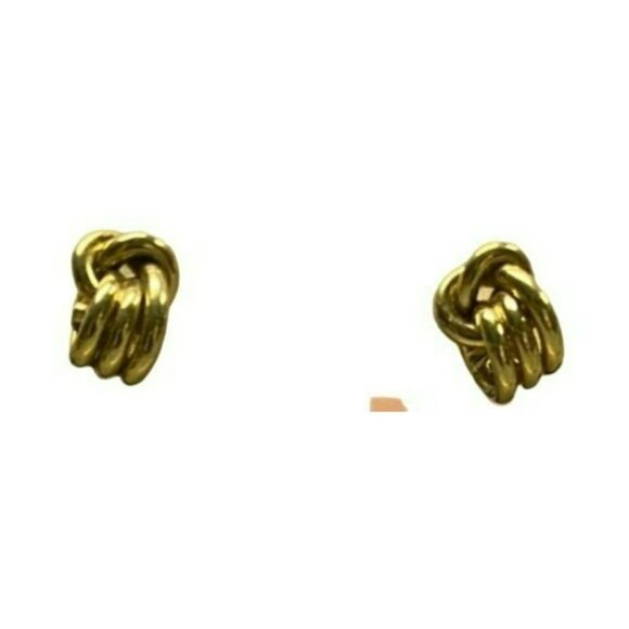 Vintage Knot Stud Pierced Earrings - Gold Tone - Picture 1 of 5